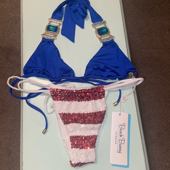 Beach Bunny ❤️💙🇺🇸Red White and Blue mix match bikini set - Picture 5 of 6